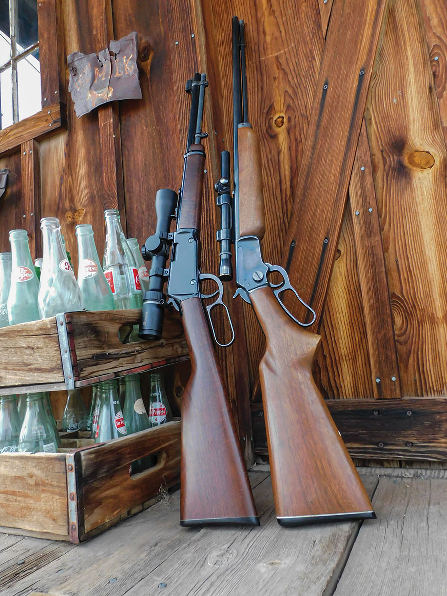 This Marlin 39A (right) was manufactured in 1947 and is mounted with a Weaver scope of the same vintage. The youth model Henry lever action (left) is a good close-range varmint gun especially when paired with CCI’s Quiet-22.